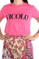 Picture of Vicolo - T-Shirt  - Pink/Nero