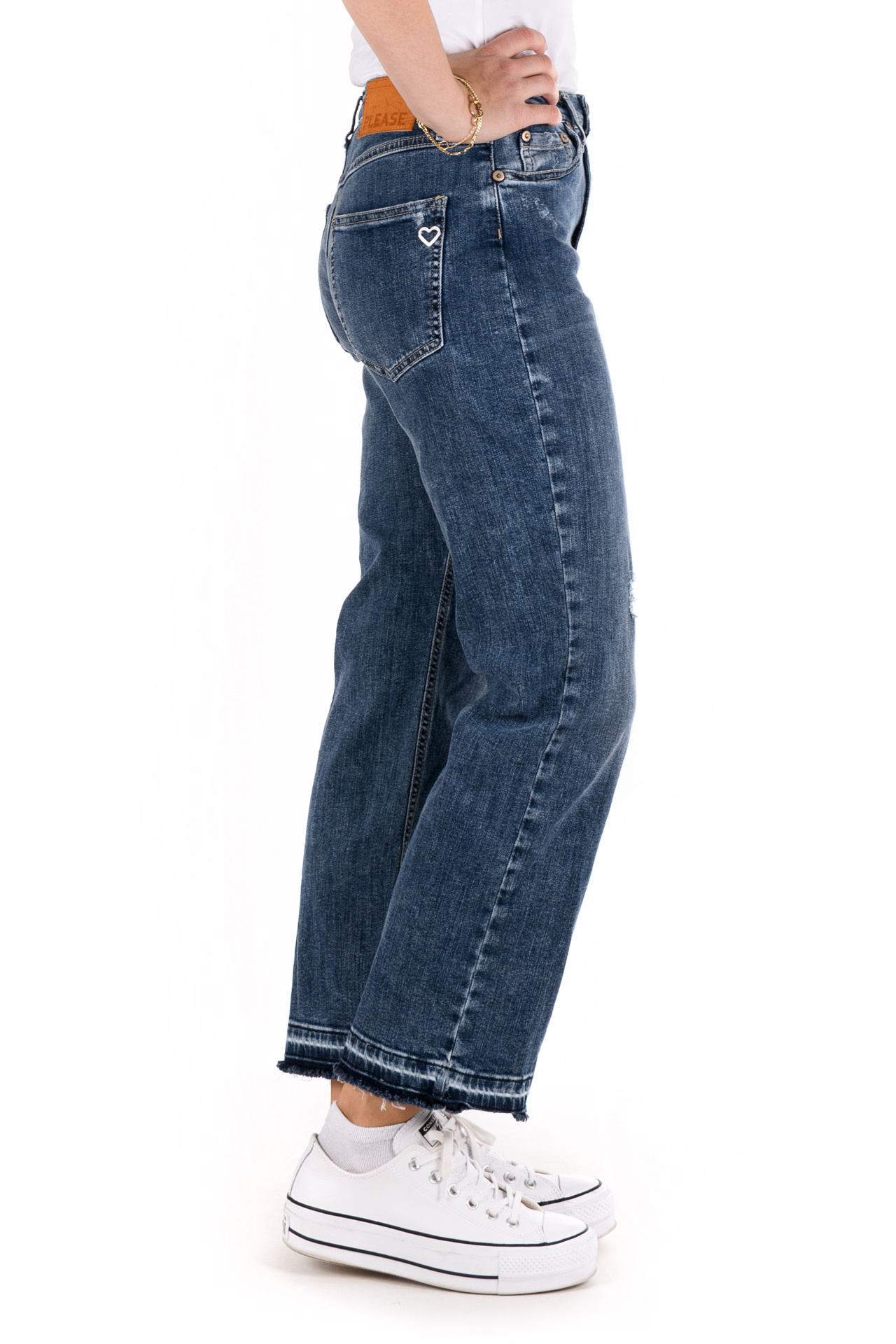 Please Jeans Loose Fit in denim blu sfumato PHM2B11B78J