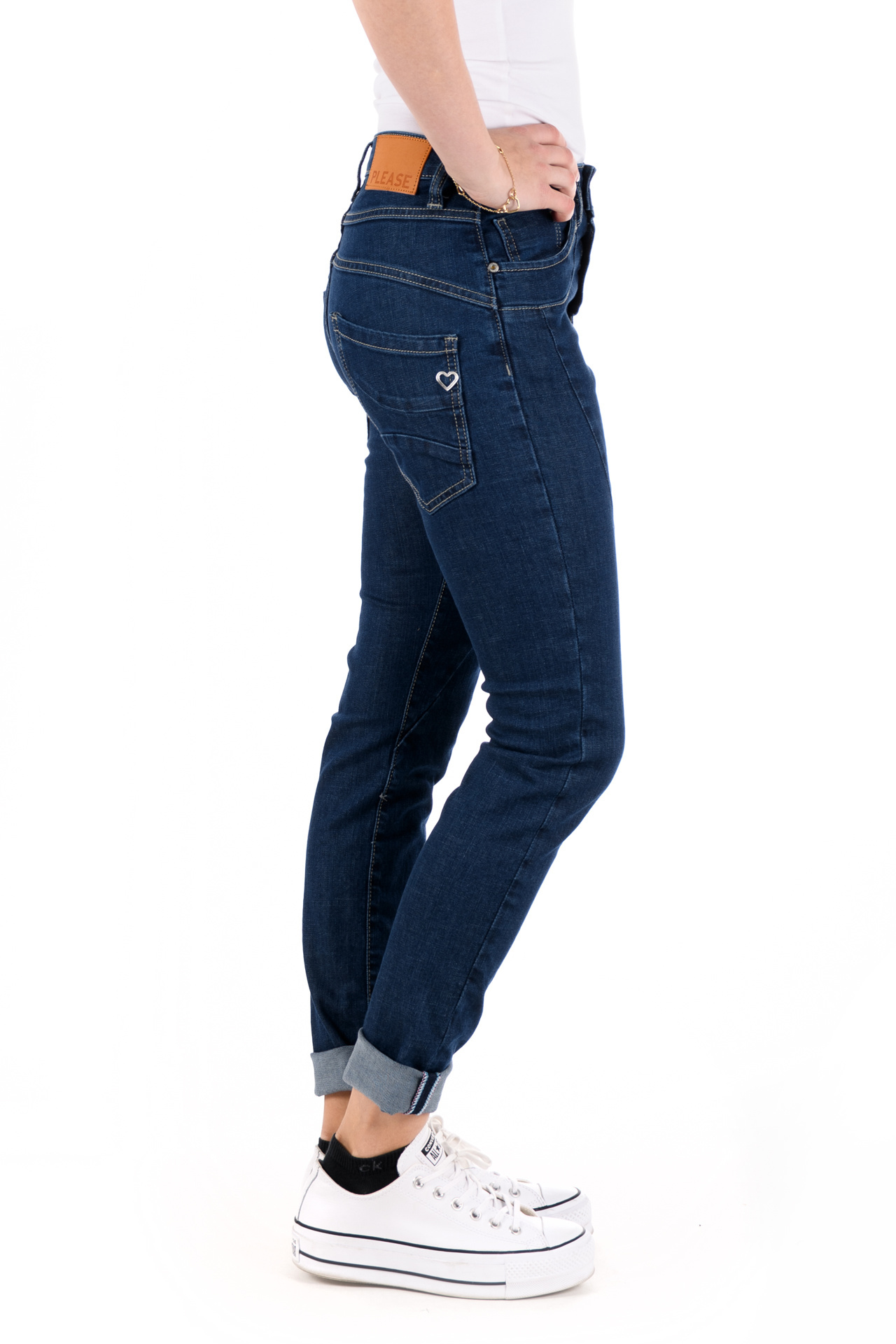 Please Jeans Regular in denim blu con dettagli destroyed PHF2W13B78