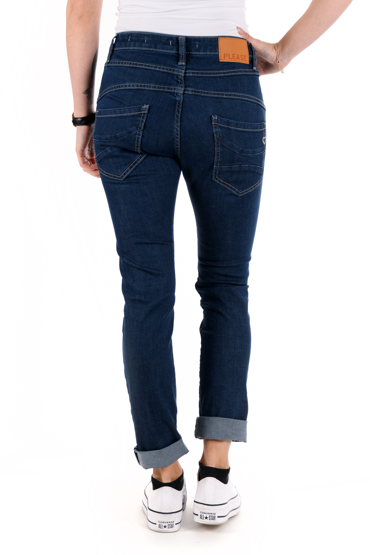 Please Jeans Regular in denim blu con dettagli destroyed PHF2W24B78J