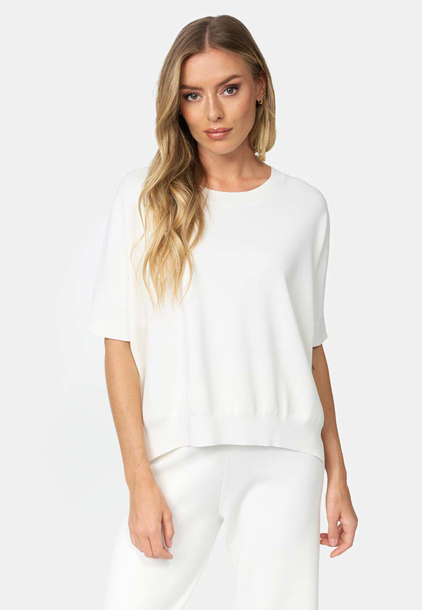 Picture of CATNOIR KNITTED VISCOSE SHIRT 1/2 SLEEVE - WHITE